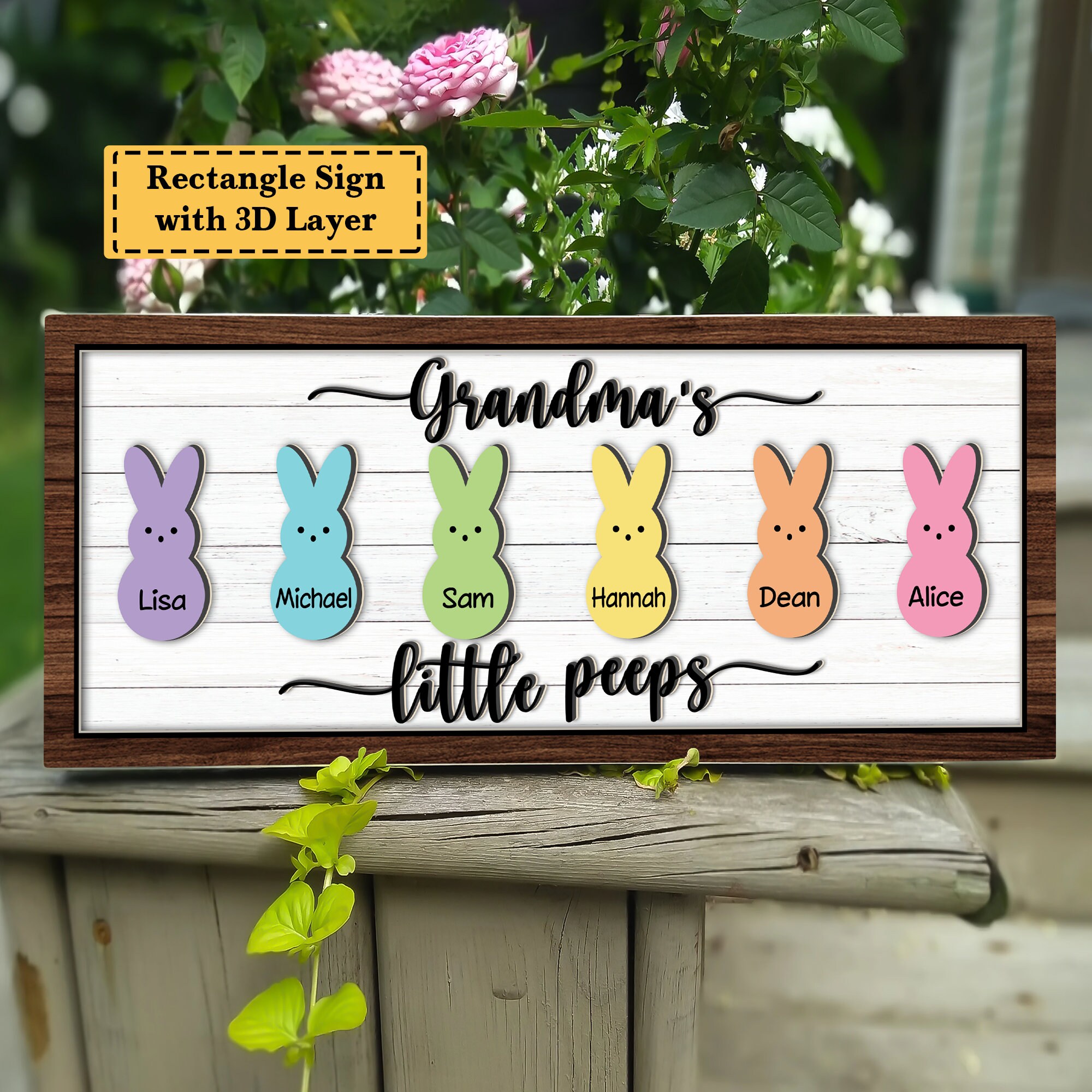 3D Grandma Little Peeps Wood Sign [up to 12 names], Nana Grandkids Sign, Easter Peeps Decor, Mother’s Day Gift, Mother Day Decor, Bunny Sign