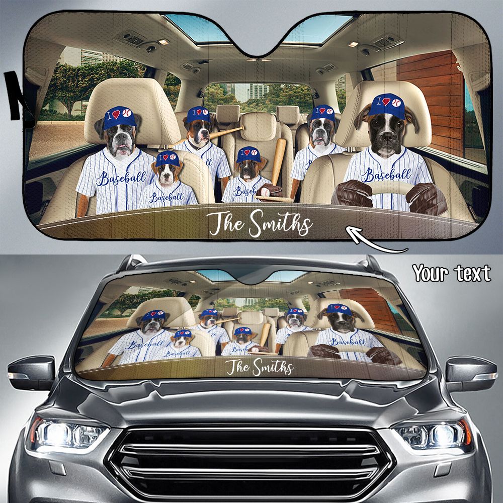 Boxer Baseball Custom Name Car Sun Shade 17 NDC0263