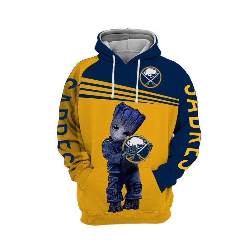 Buffalo Sabres Groot Yellow Hoodie/Zip Hoodie 3D Full Printed High Quality