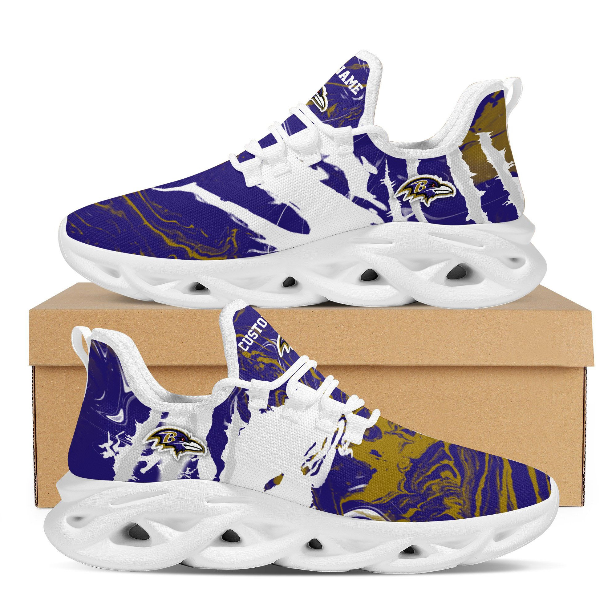 Baltimore Ravensamerican Football Team Trending Custom Personalized With Name Max Soul Clunky Sneaker Shoes For Men Women