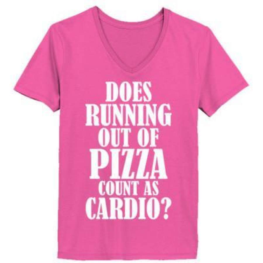 AGR Does Running Out Of Pizza Count As Cardio – Ladies’ V-Neck T-Shirt