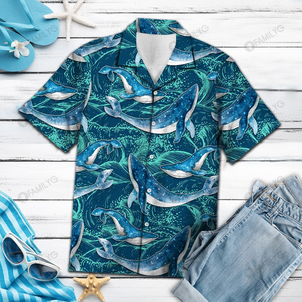 Whale Wave Hawaii Shirt Summer Hawaiian For Men, Women, Couple