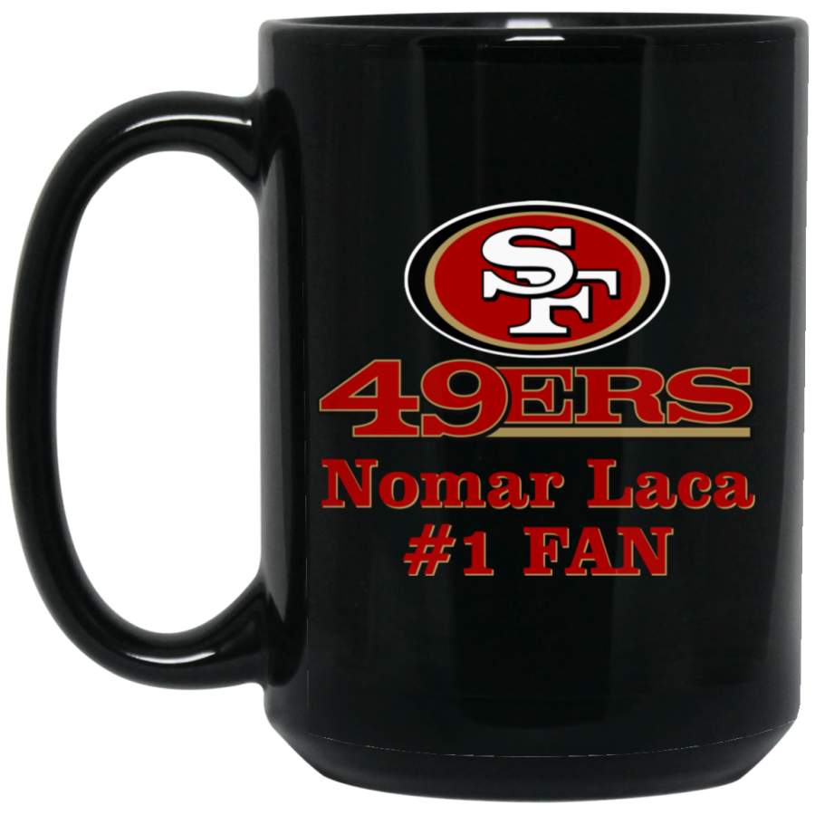 Custom Personalized San Francisco 49ers Logo & Text Nomar Laca BM15OZ 15 oz. Black Mug