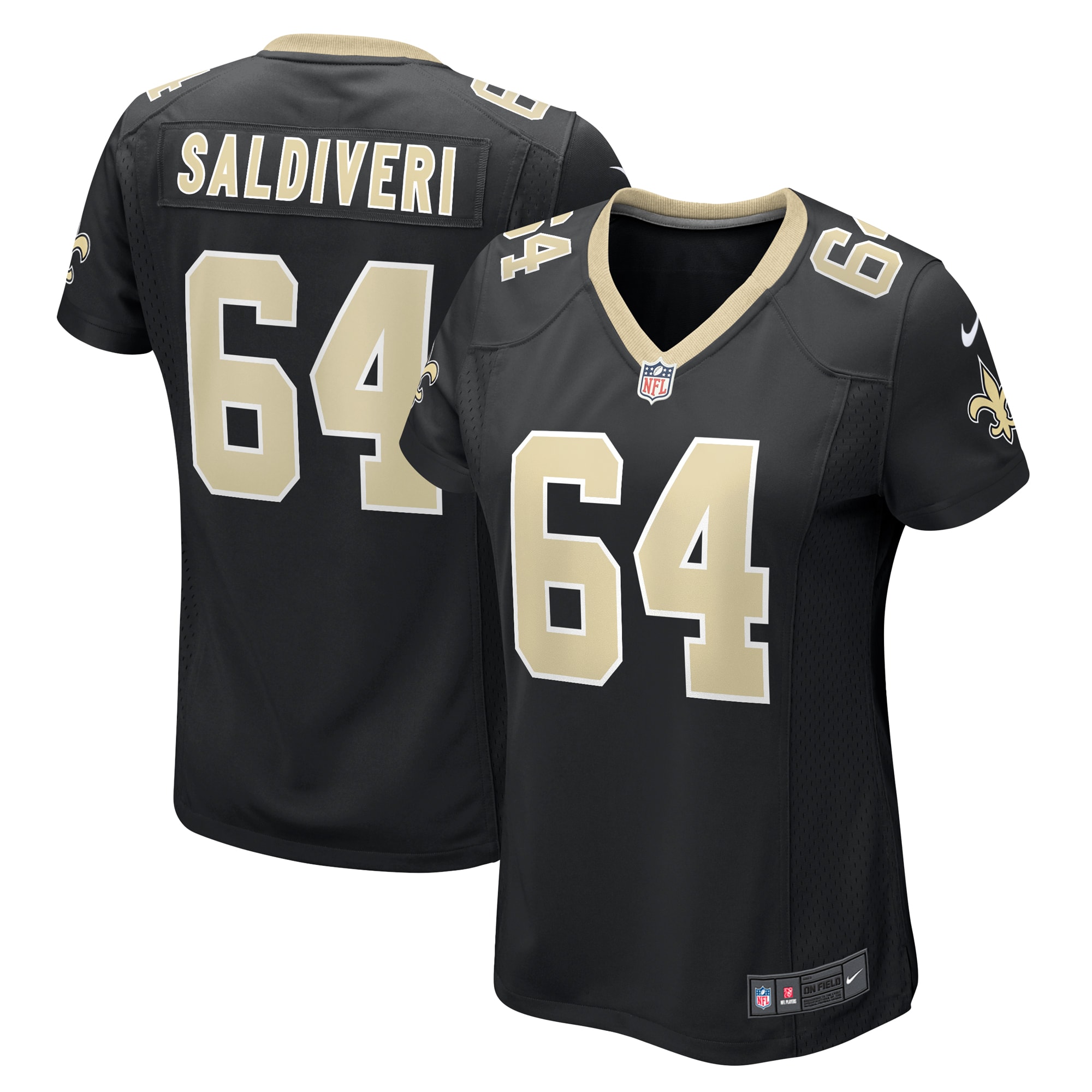 Women’s New Orleans Saints Nick Saldiveri  Black Team Game Jersey