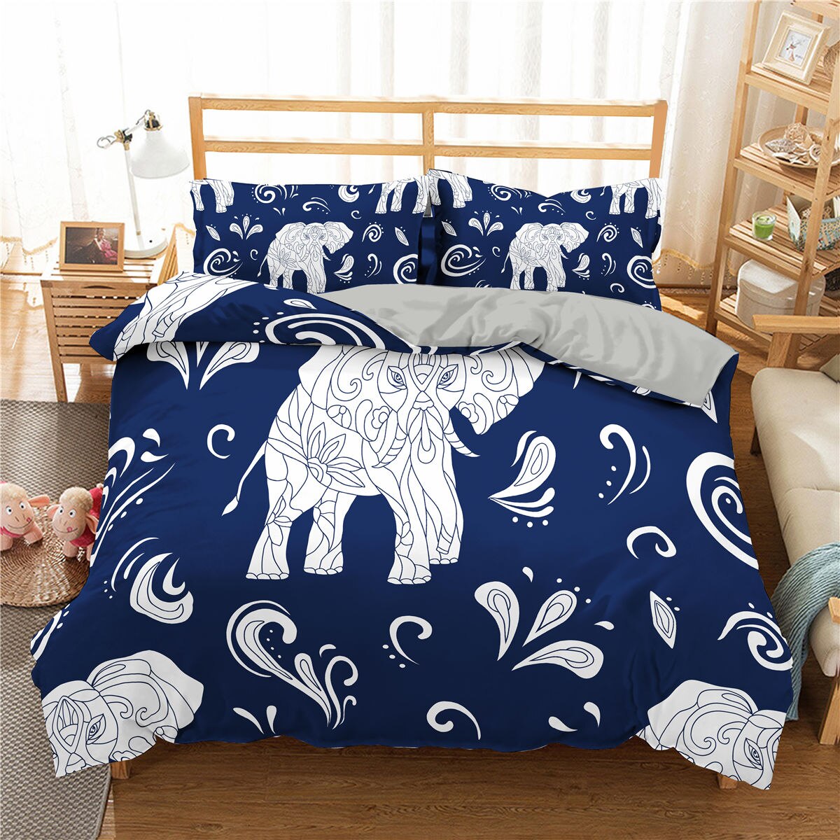 Home Textiles Kids Adults Bedroom Decor 3D Elephant Pattern Bedding Set Bohemian King Size Duvet Cover And Pillowcase