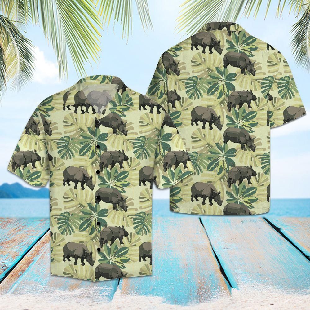 Amazing Rhino Aloha Hawaiian Shirt Colorful Short Sleeve Summer Beach Casual Shirt For Men And Women