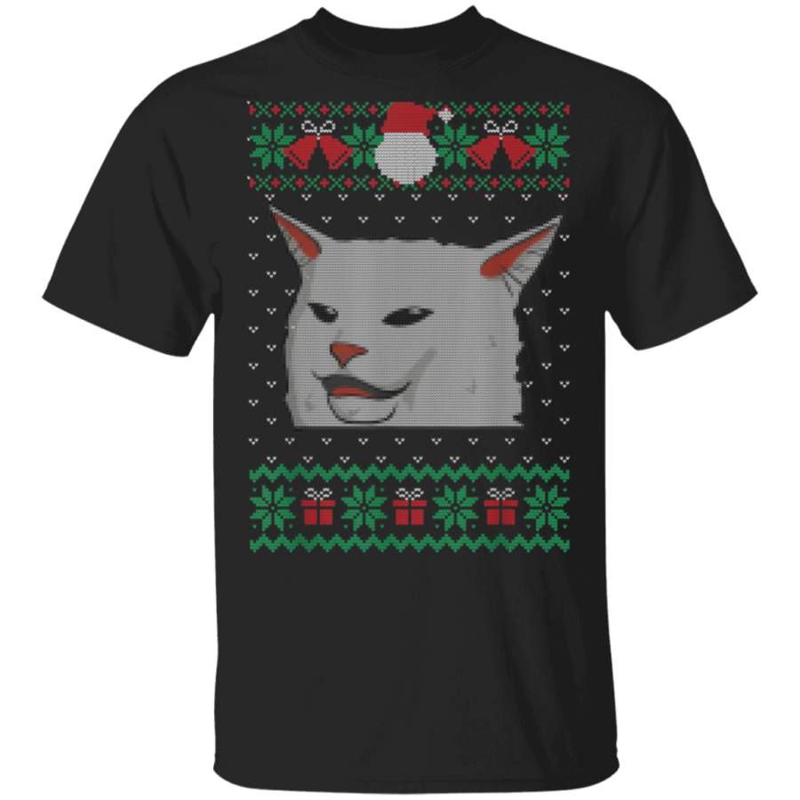 Cat Meme Woman Yelling At Table Dinner Ugly Christmas Shirt Hoodie Shirt