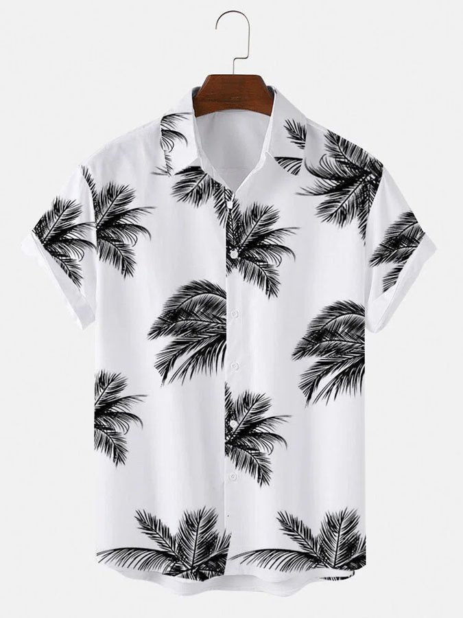 Palm Leaf Print Vintage Short Sleeve Hawaii Shirt Ha102896