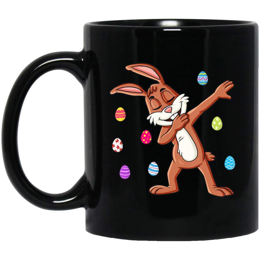 Dabbing Rabbit Easter Day Eggs Dab Girls Boys Kids 11oz 15oz Black Mug Happy Easter Day Funny Colors Eggs Bunny Ears Peeps Cute