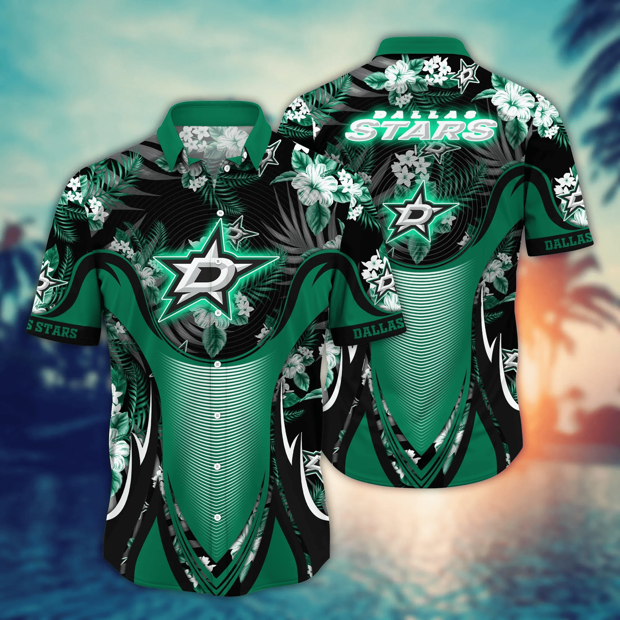 Dallas Stars Nhl Hawaiian Shirt Lush Greenery Aloha Shirt