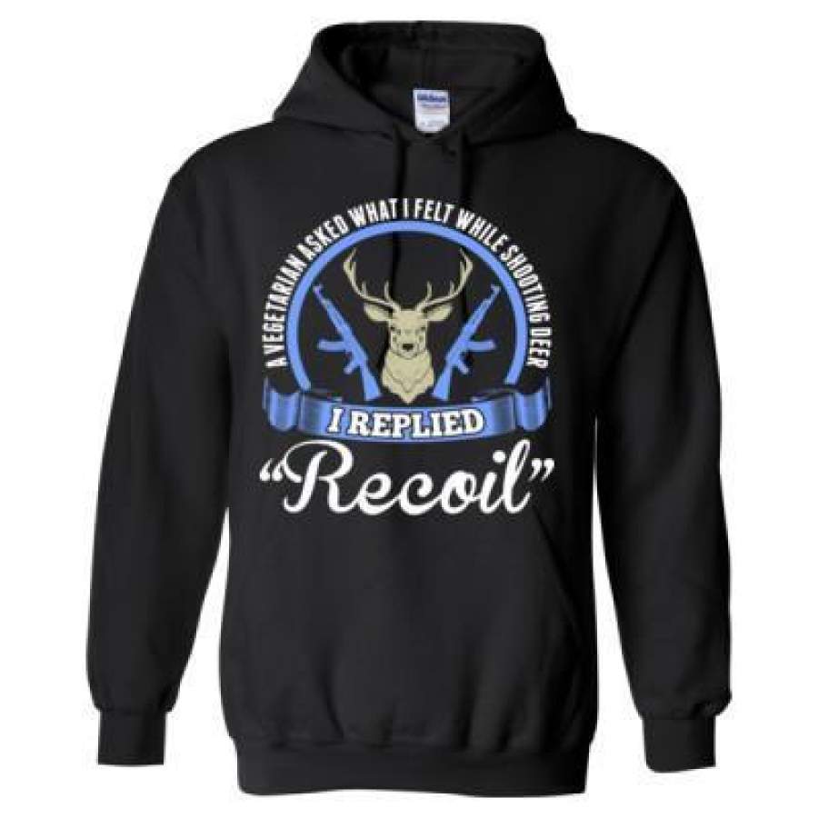 AGR A Vegetarian Asked What I Felt While Shooting Deer I Replied Recoil – Heavy Blend™ Hooded Sweatshirt