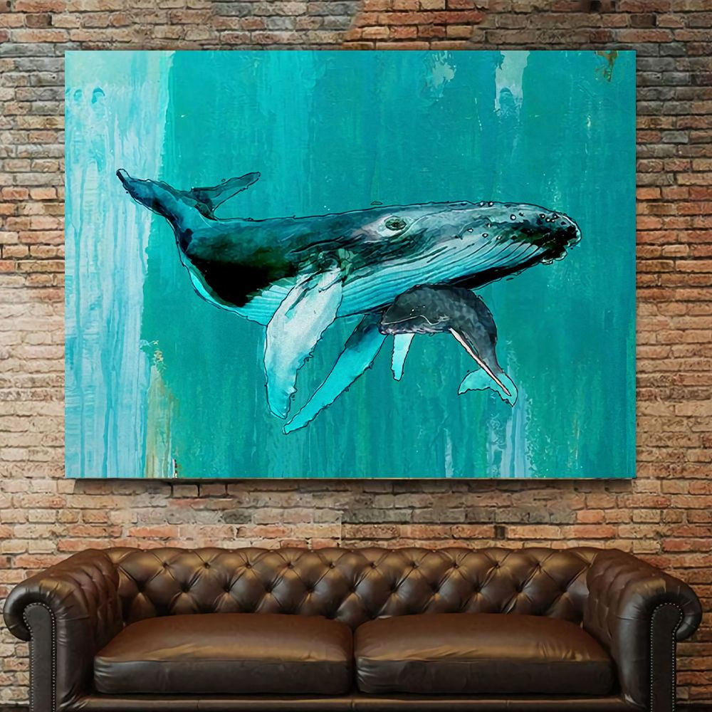 Whale Calf Wall Art Poster & Canvas