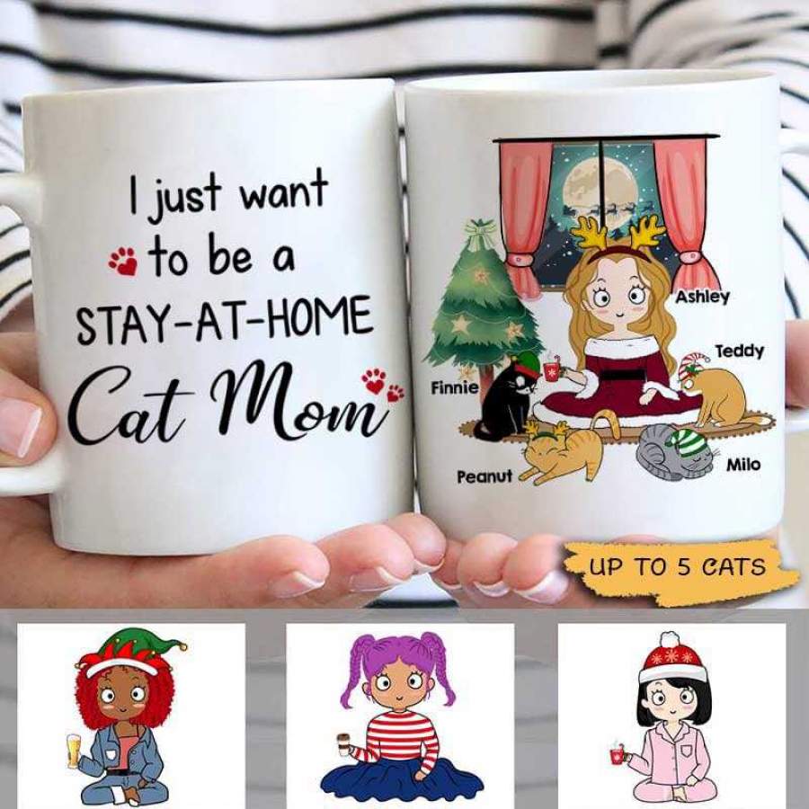 Stay At Home Cat Mom Personalized Mug