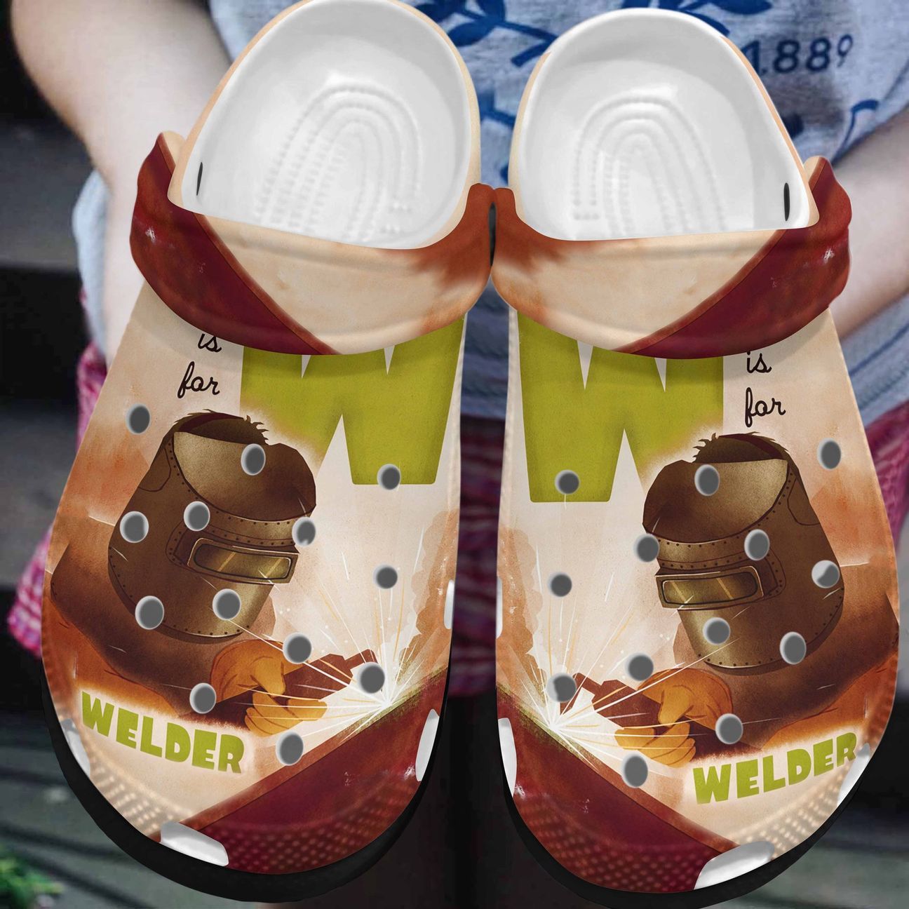 Welder Personalized Clog, Custom Name, Text, Color, Number Fashion Style For Women, Men, Kid, Print 3D W Is For Welder