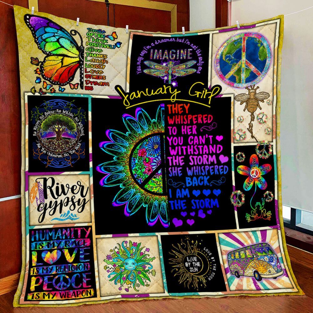 January Girl Hippie Quilt Blanket