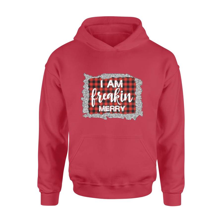 I Am Freakin Merry Red Buffalo Plaid Christmas Hoodie