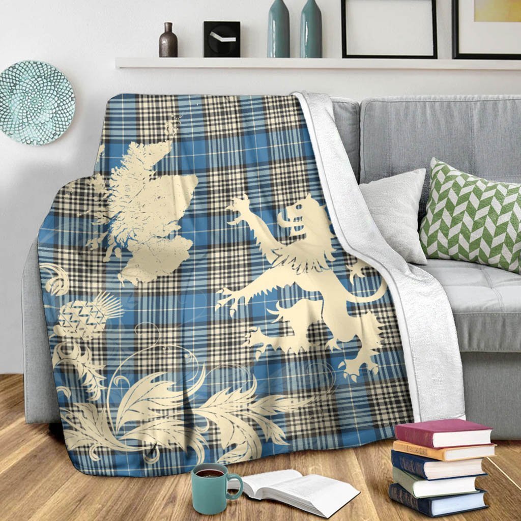 Tartan Blanket Napier Ancient Tartan Scotland Lion Thistle Map Plaid Blanket