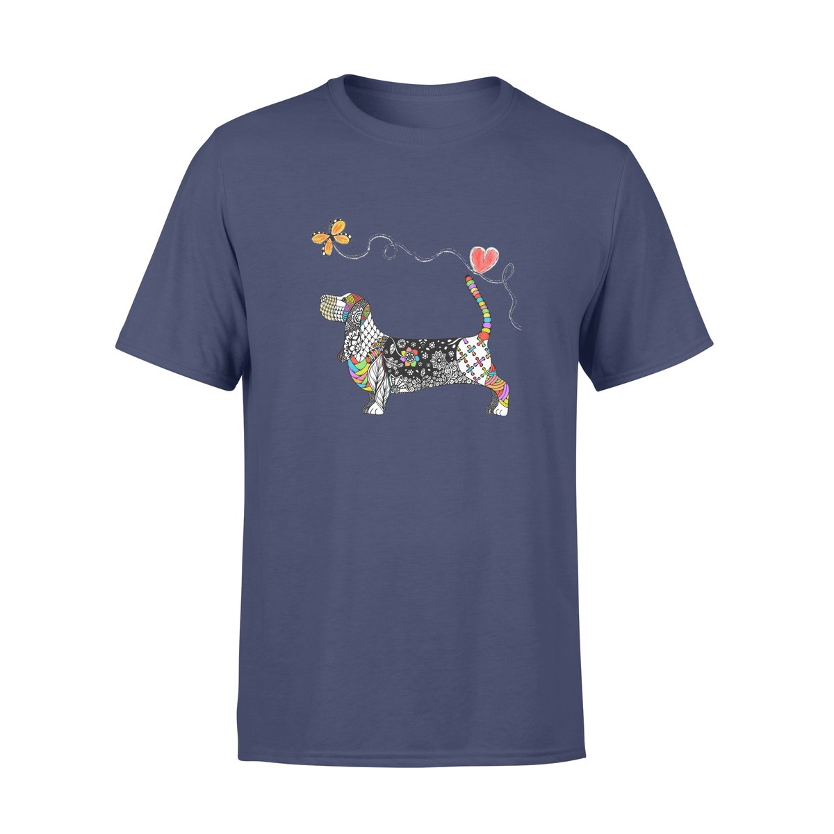 Zentangle Rainbow Basset – Standard T-Shirt, Gift For Dog Lover, Gift For Basset Lover T-Shirt Hoodie All Color Size S-5Xl