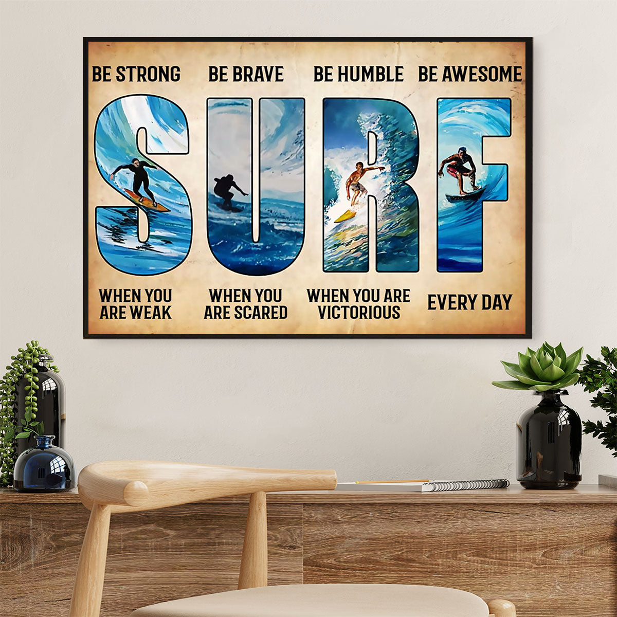 Water Surfing Canvas Wall Art Prints | Surf | Home Décor Gift For Beach Surfer