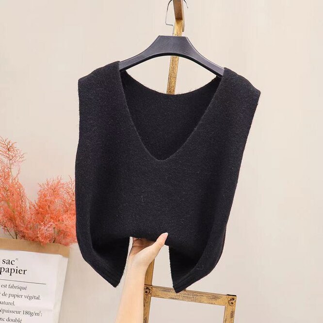 2021 Spring Autumn V-neck Knitted Vest Coat Loose Women’s Versatile Top Girls Wear College Leisure Outside Student Gray alx