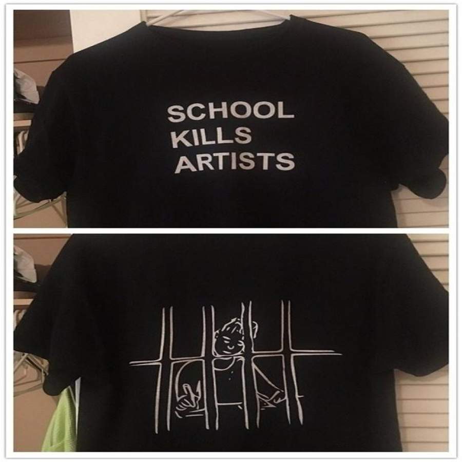 Summer Unisex Youth Street Style Cool T-Shirt School Kills Artists Double Print Aesthetics Graphic Tee Grunge Fashion Black Tops