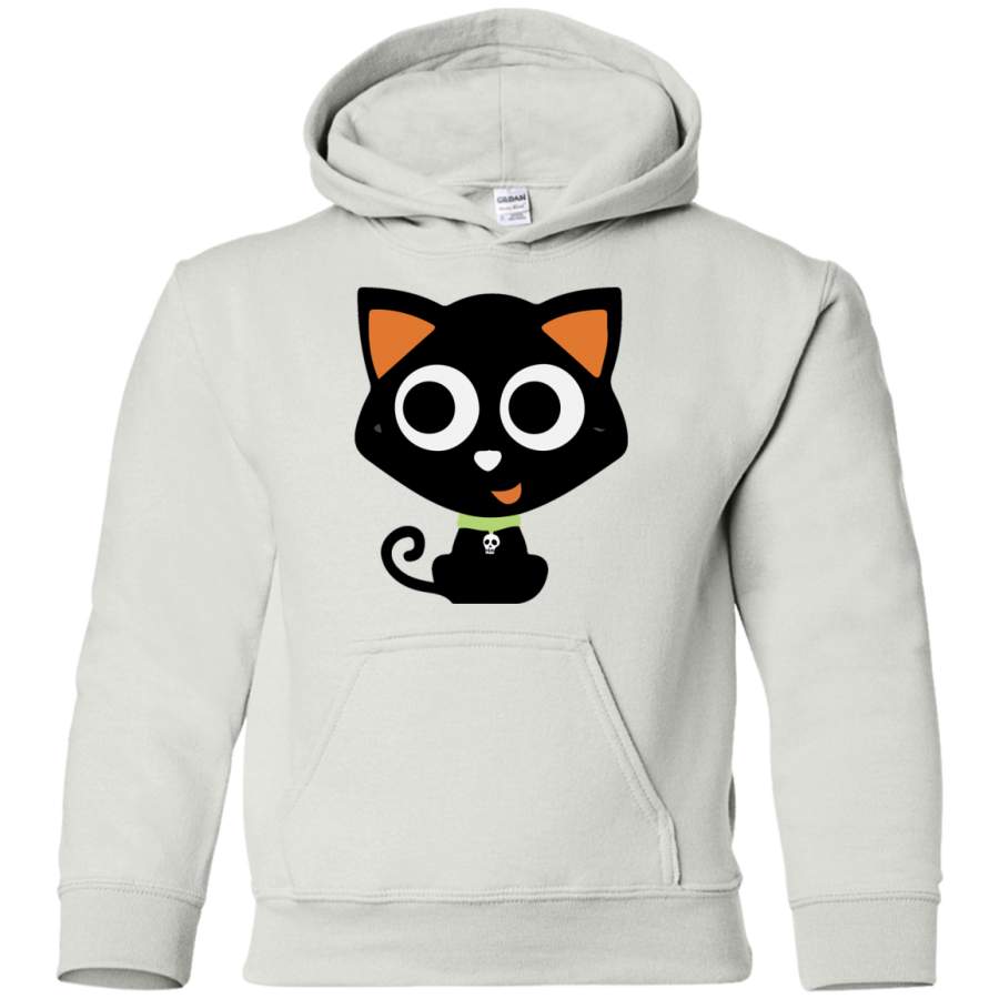 Glitter Halloween, black cat black Youth Pullover Hoodie