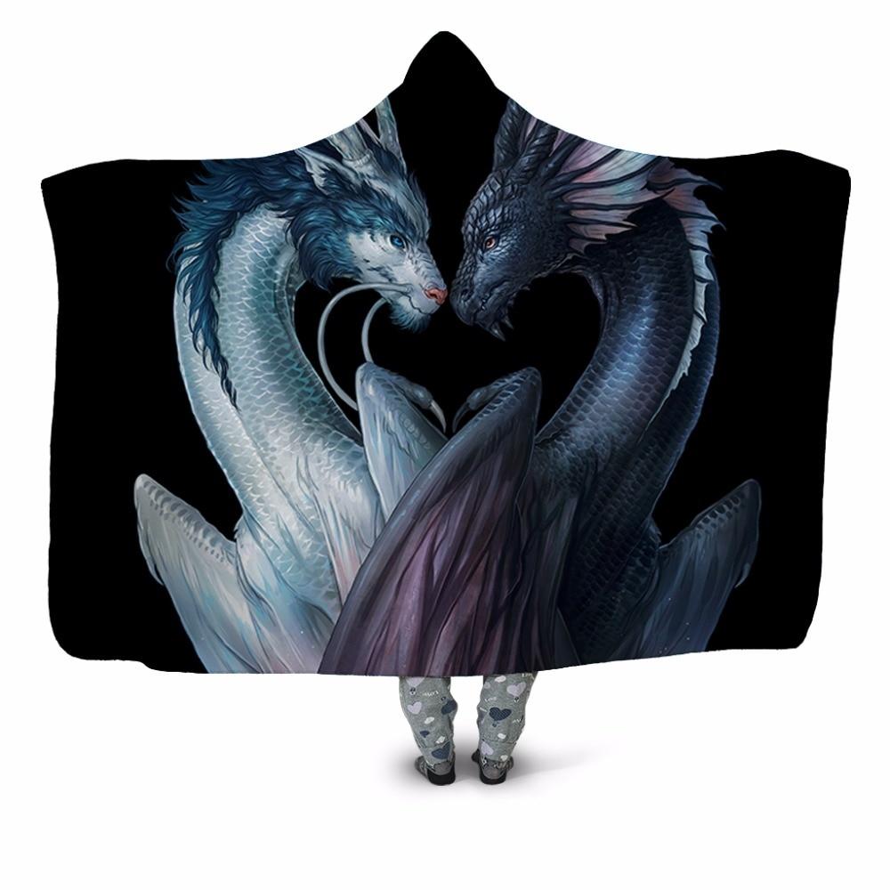 Yin & Yang Dragon Heart Blanket Hoodie