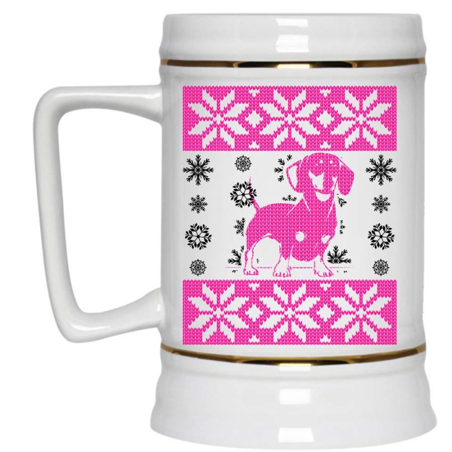 Ugly Christmas Beer Stein 22oz, Cute Dachshund Beer Mug