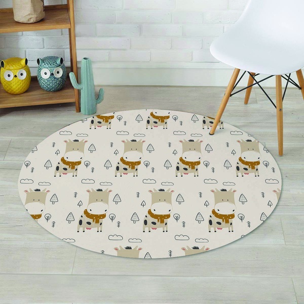 Cow Cute Print Round Rug