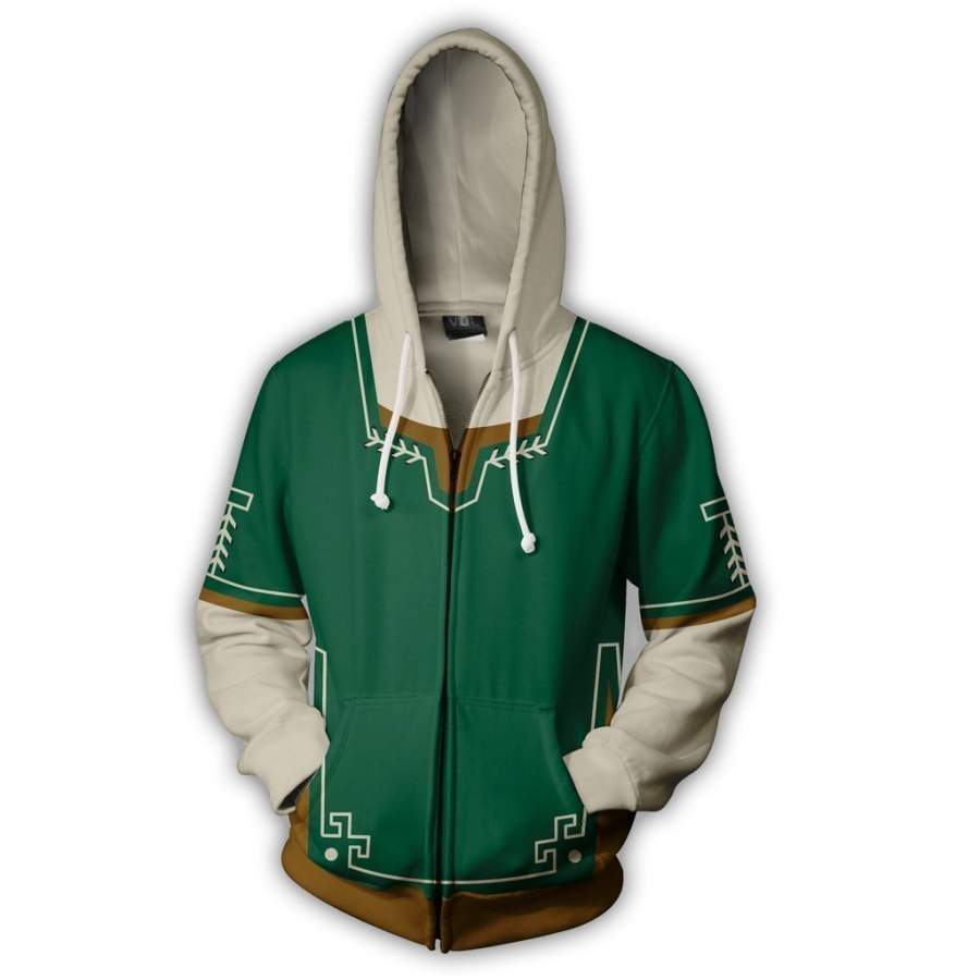 The Legend of Zelda Link Green Zip Up Hoodie