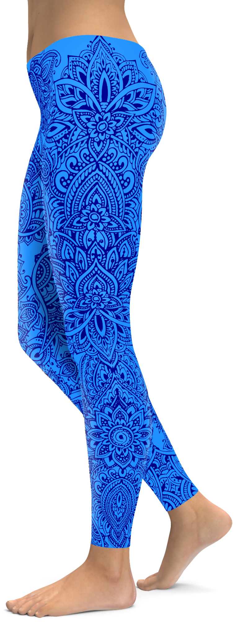 Blue And Navy Henna Tattoo Leggings - Intercept Inter National