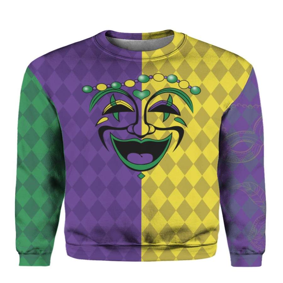 Shopcoolpod Glitter Comedy  Tragedy Mask Mardi Gras tshirts 3D