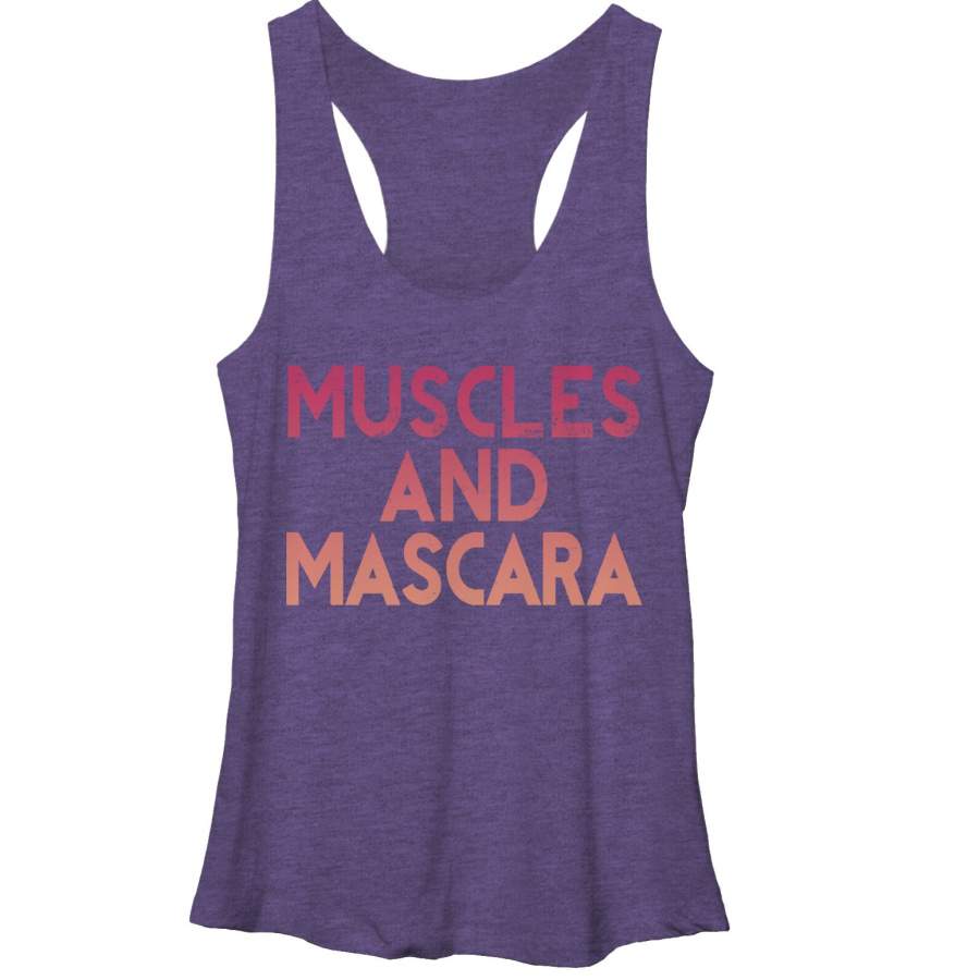 CHIN UP Women’s Muscles and Mascara  Racerback Tank Purple Heather