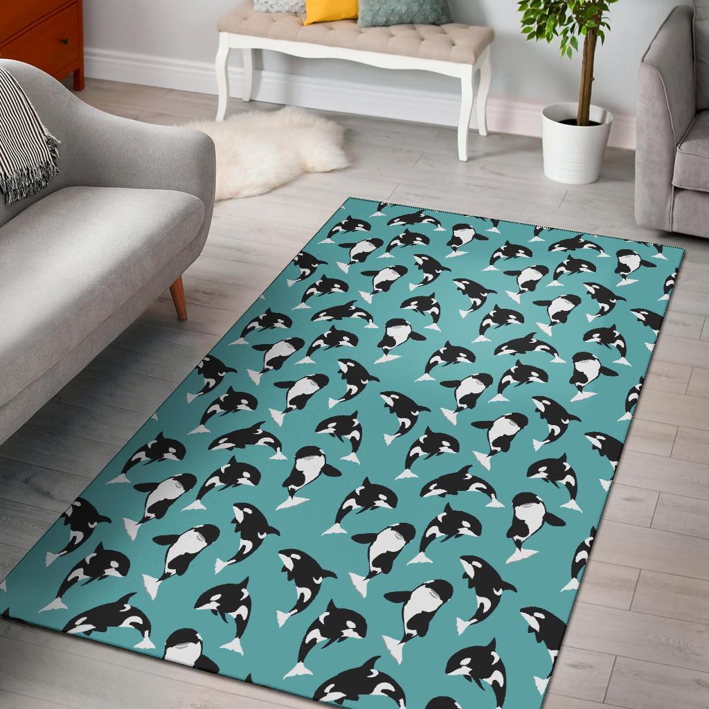 Whale Action Design Themed Print Area Rugs