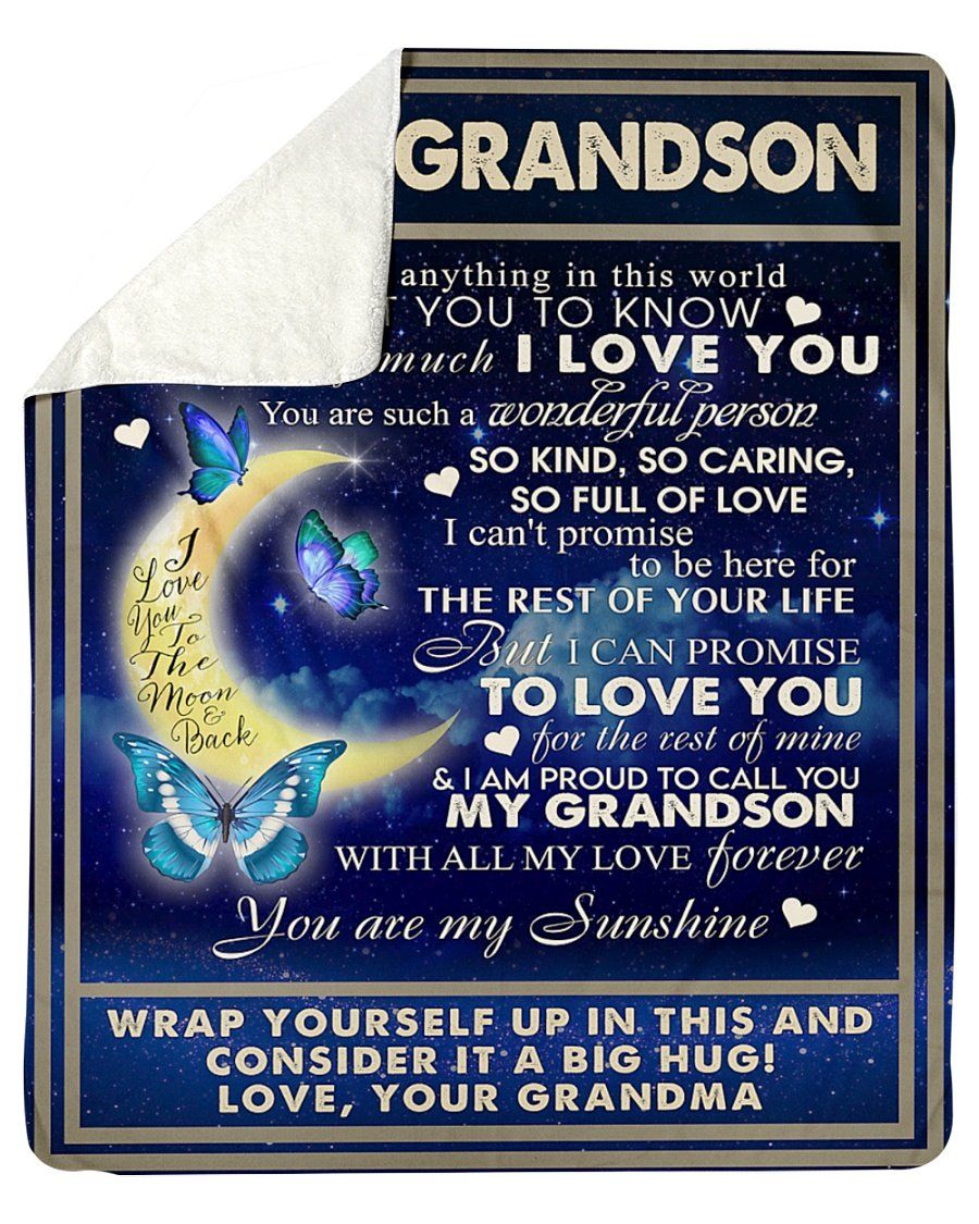 [Personalized Name] Grandma You Are My Sunshine Fleece Blanket, Sherpa Blanket, Gift For Beloved Grandson Gift For Family Member, Friends Gift, Christmas Gift, Home Decor, Home Living