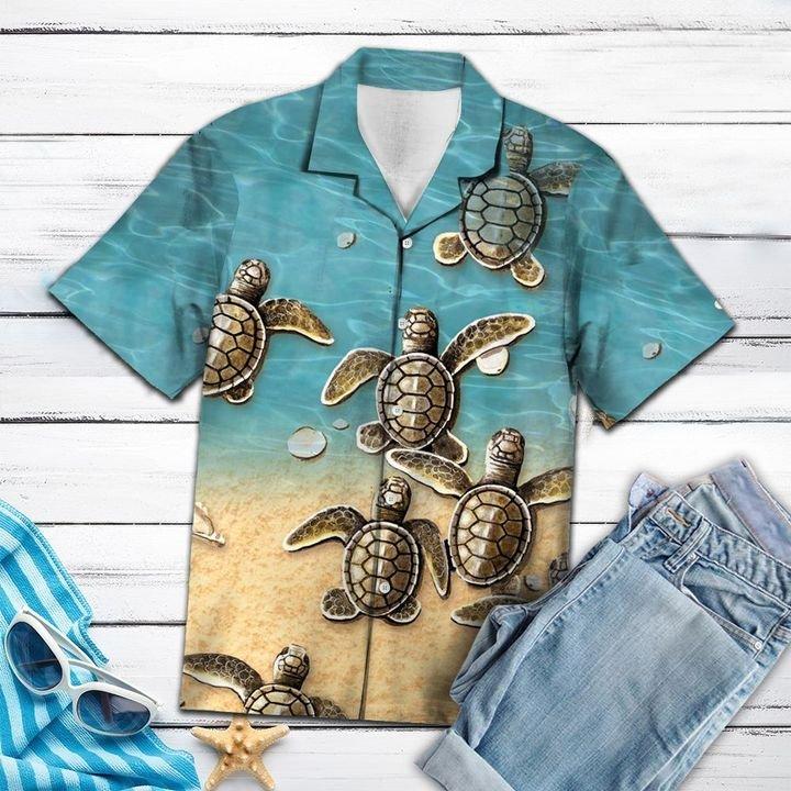 Little Turtles On Sand Tropical Hawaii Shirt 131 Ha16944