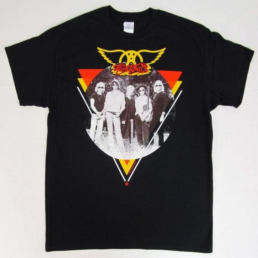 Aerosmith T-Shirt Triangle Circle Photo Vintage Hard Rock Tee Adult Large