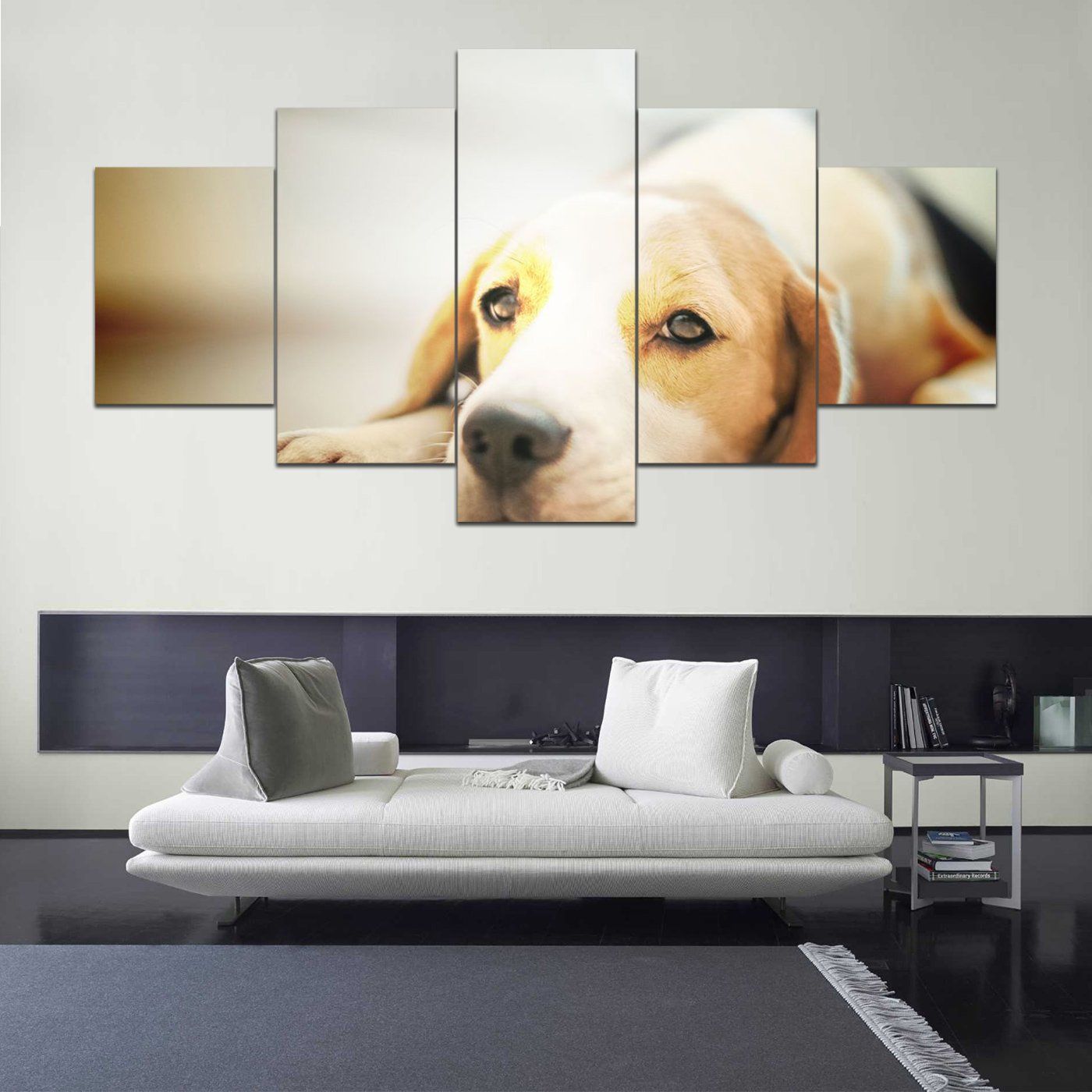 Beagle Sad Dog Pets Cute A 5 Panel Canvas Art Wall Decor Home Decor