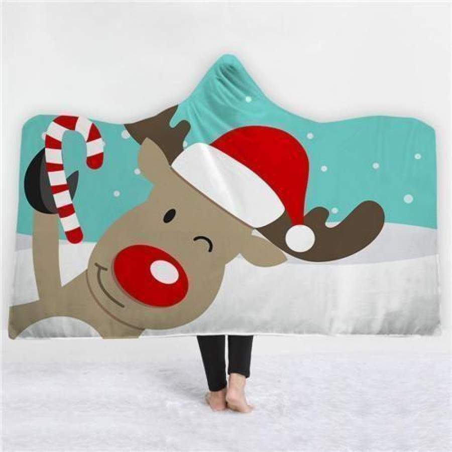 X-Mas Cute Reindeer Hooded Blanket Christmas Decoration Ideas Christmas Gift Ideas