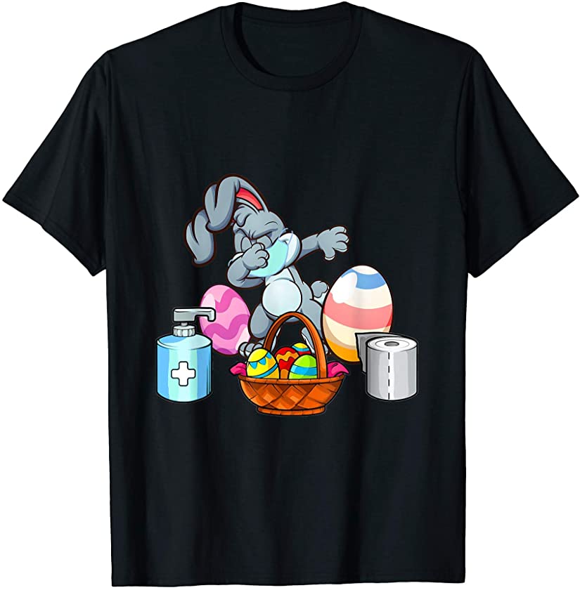 Dabbing Rabbit Easter Day Eggs Dab Boys Girls Kid Mask bunny T-Shirt