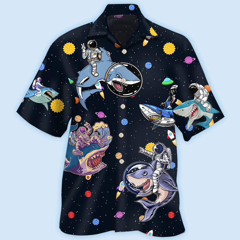 Shark Astronaut Galaxy Sky Hawaiian Shirt