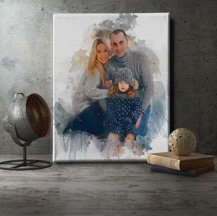 [Personalized Photo] Happy Family – Best Gift Idea, Gift For Home Decor, Gift For Family – Horizontal Canvas Matte Canvas Wall Art