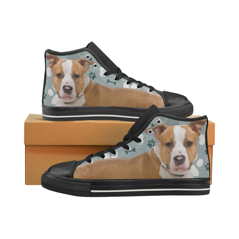 American Staffordshire Terrier Black Women’s Classic High Top Canvas Shoes