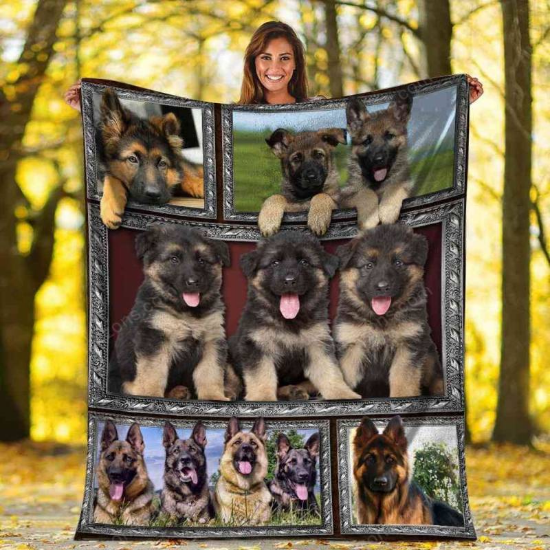 3D German Shepherd Puppy Funny Cute Dog Lover Gifts Ultra Soft Cozy Plush Fleece Blanket