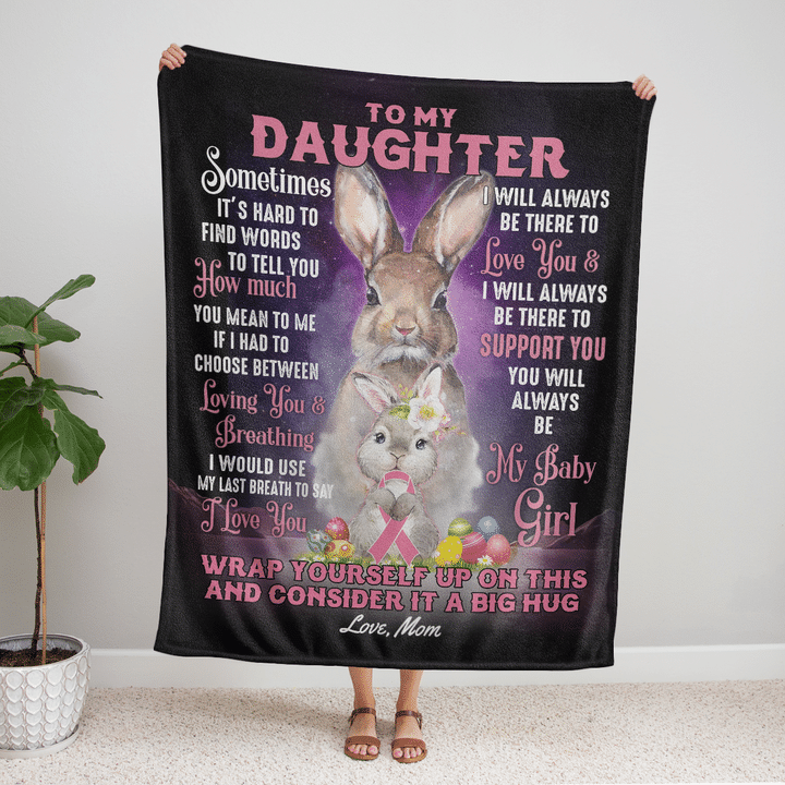 To My Daughter Rabbit Mom Fleece Blanket Family Gift Home Decor Bedding Couch Sofa Soft And Comfy Cozy