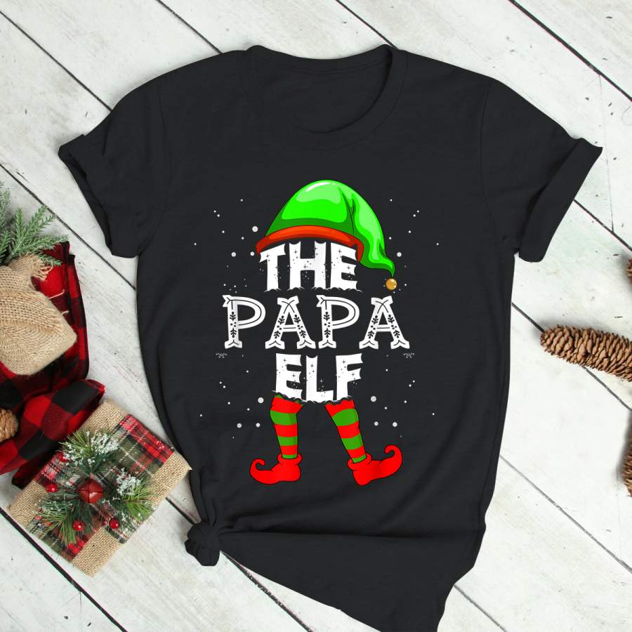 The Papa Elf Group Matching Family Christmas Holiday Grandpa T-Shirt