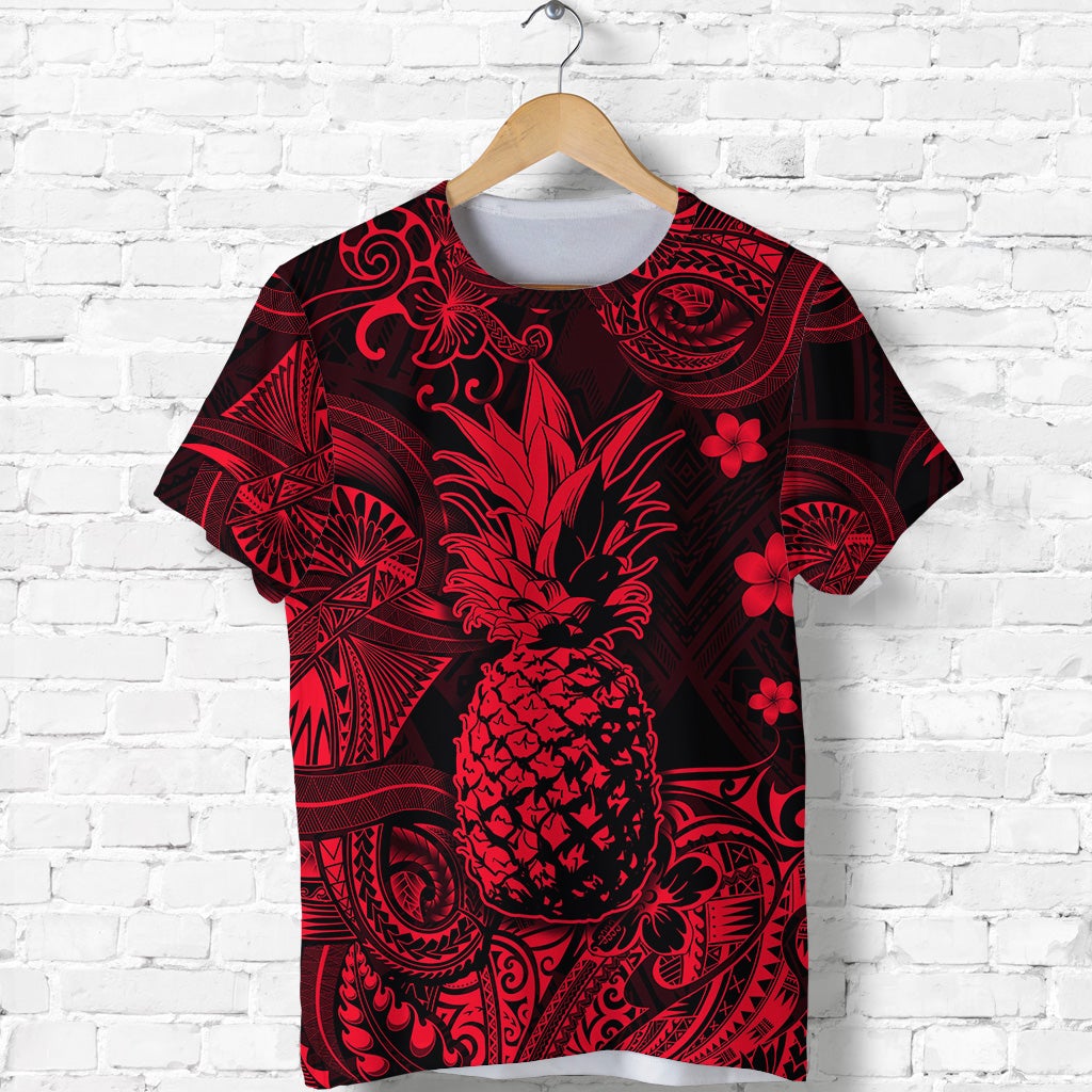 Hawaiian Pineapple Polynesian T Shirt Unique Style Red Ha35199