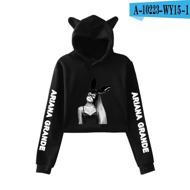 Frdun Tommy 2018 NEW Ariana Grande hot fashion so trend sala Cat Crop Top Women Hoodies Sweatshirts Sexy Kpop Harajuku Plus Size
