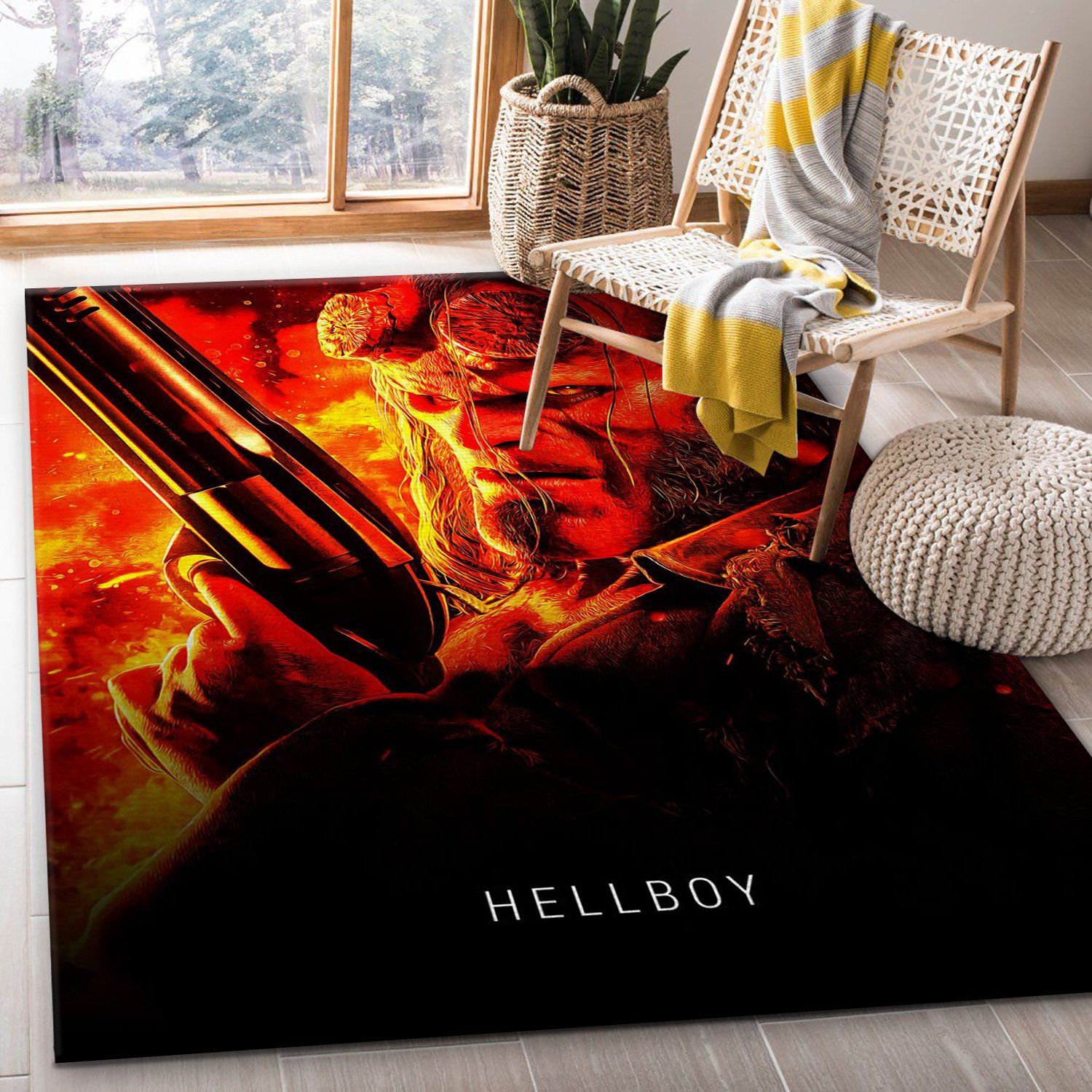 Hellboy Area Rug Art Painting Movie Rugs Christmas Gift US Decor