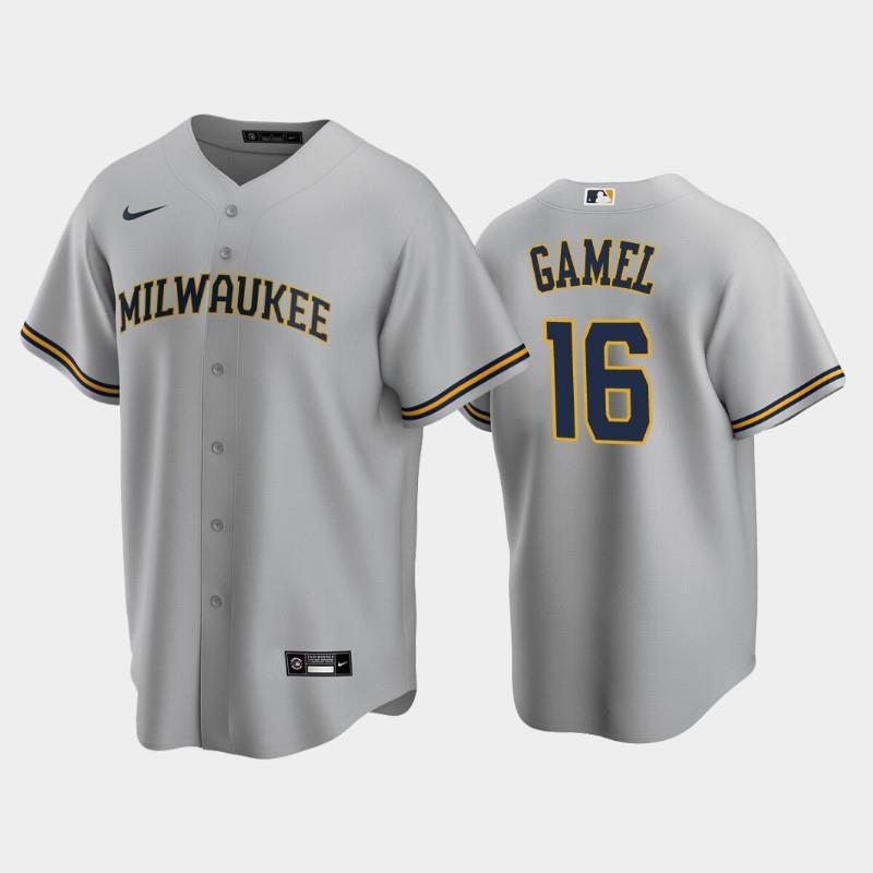 Brewers 16 Ben Gamel Road Gray Jersey